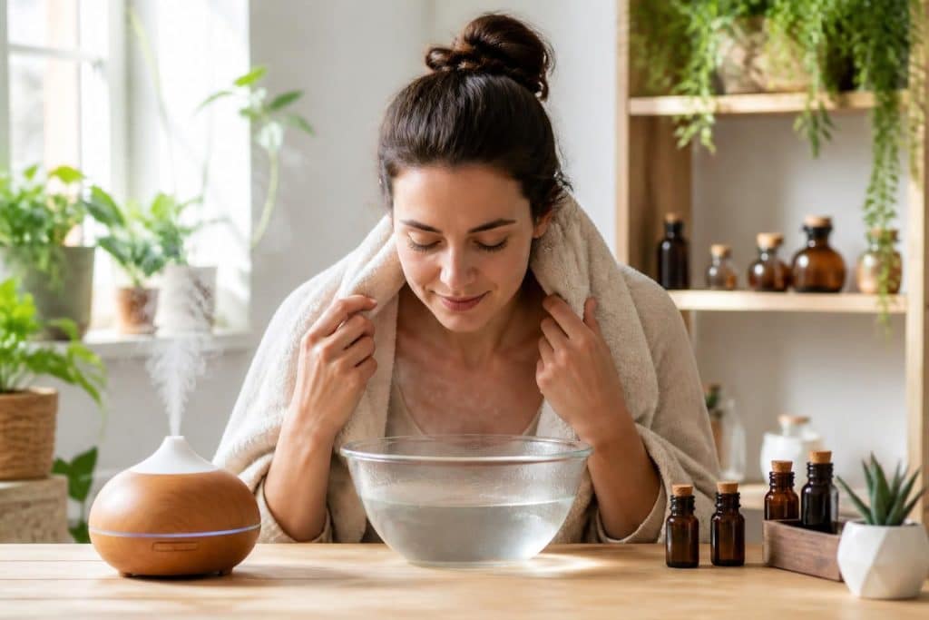 découvrez les bienfaits de l'inhalation d'huile essentielle, des recettes faciles à réaliser et les précautions à prendre pour une utilisation sûre et efficace.